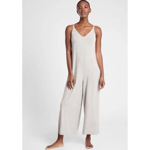 Athleta‎ Gray Linen Blend Sleeveless V-Neck Wide Leg Jumpsuit Womens Casual